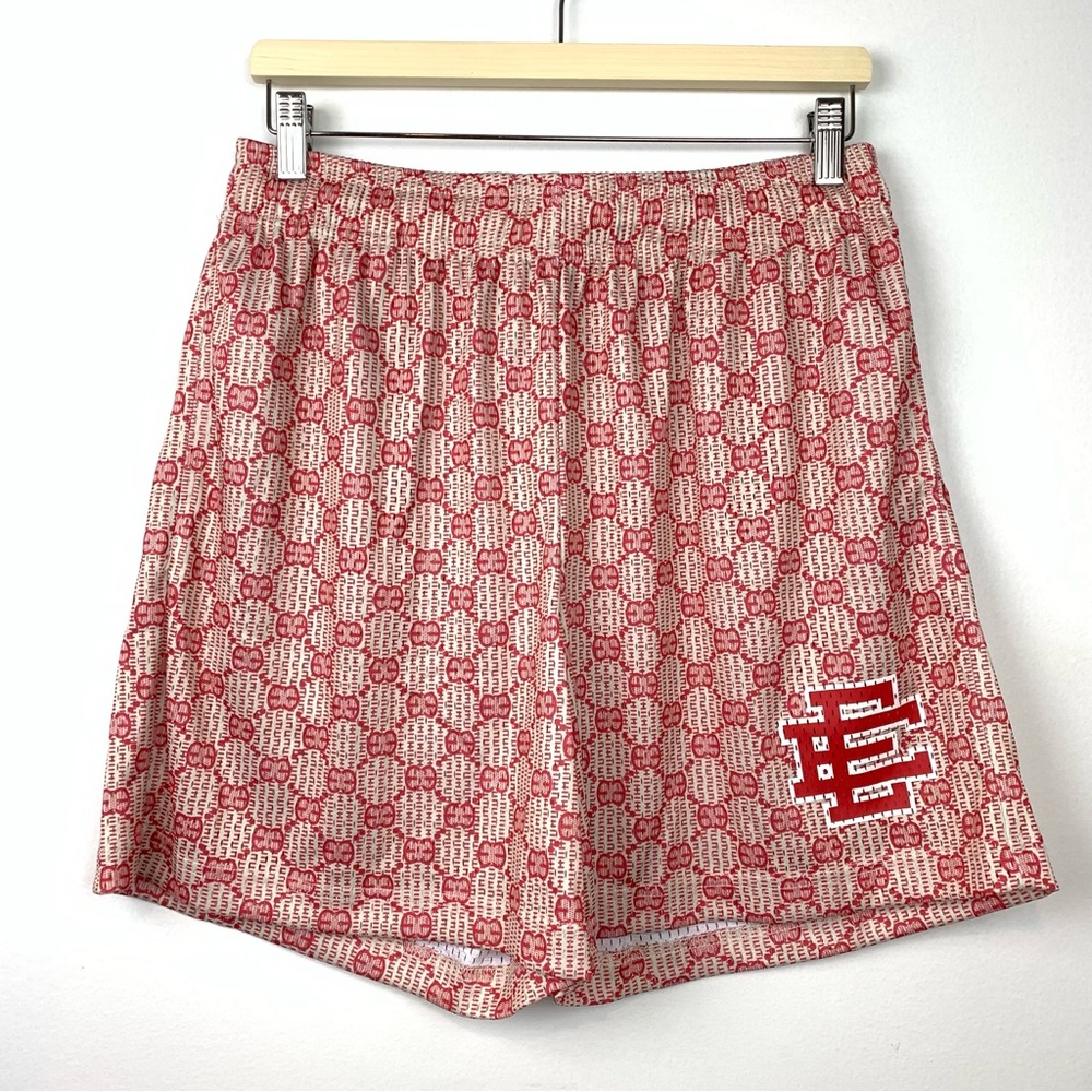 Eric Emanuel Shorts "Gucci Monogram" Sz Large Beige Red Logo Mesh Pockets EE
